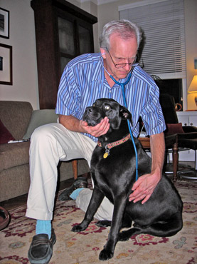 Dr. Matt Nebel with a patient.